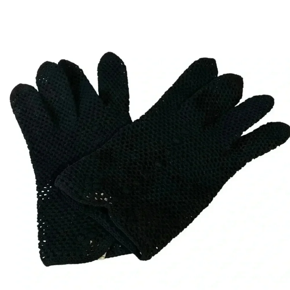 Vintage Italian Crochet Fishnet Gloves by Calvone Elegant Stretch Dress Gloves